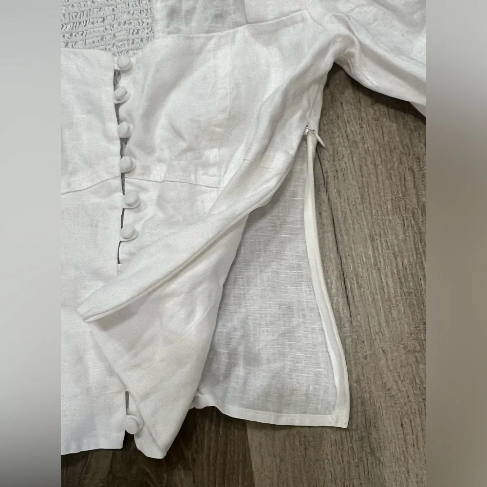 Reformation White Puff Sleeve Top